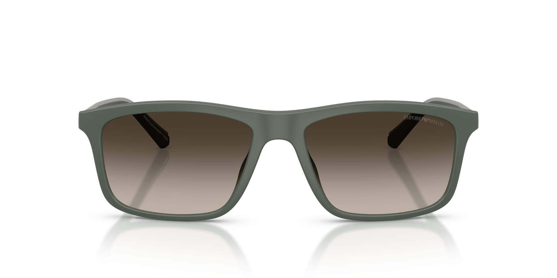 Occhiali da sole Emporio Armani EA 4257U (631213) colore verde opaco forma quadrato lenti marrone sfumato