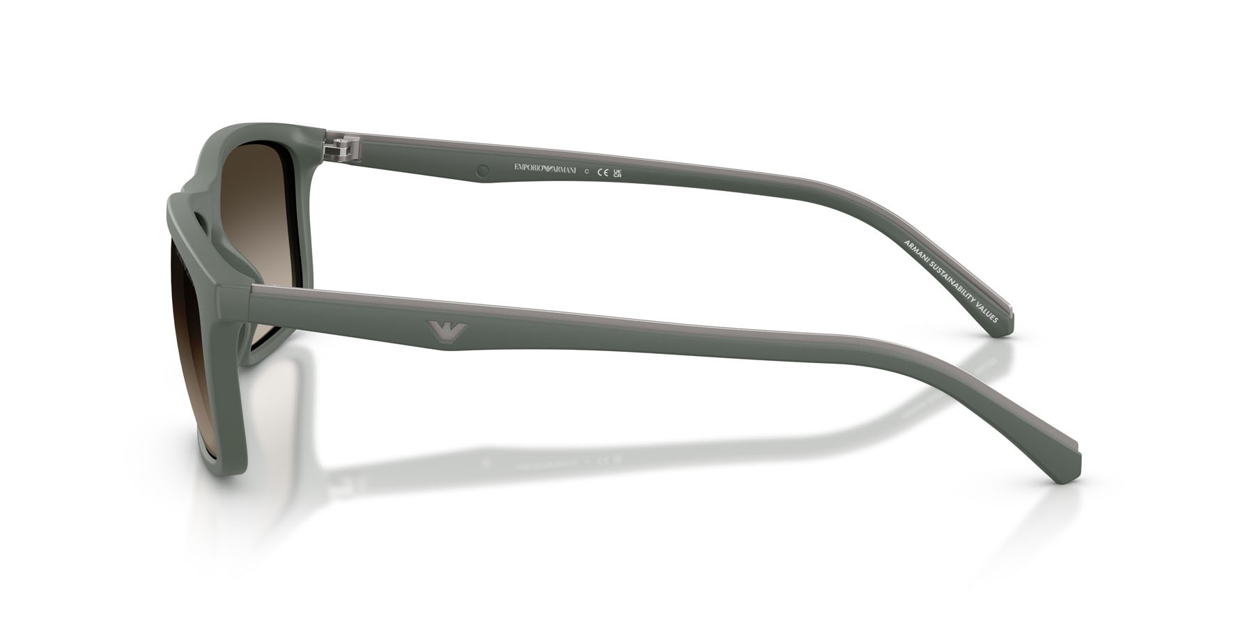 Occhiali da sole Emporio Armani EA 4257U (631213) colore verde opaco forma quadrato lenti marrone sfumato
