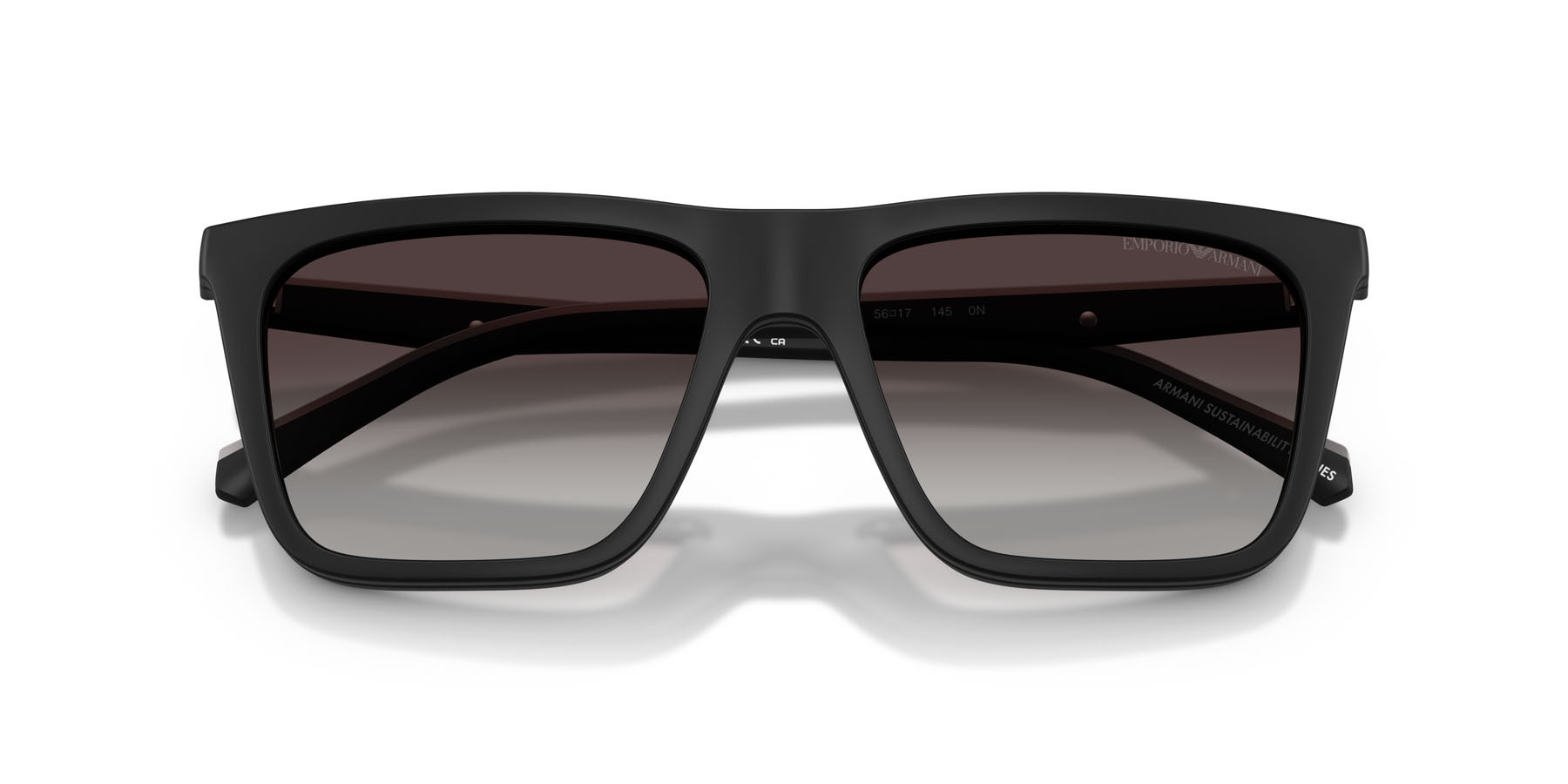 Occhiali da sole Emporio Armani EA 4258 (50011W) colore nero opaco forma quadrato lenti trasparente