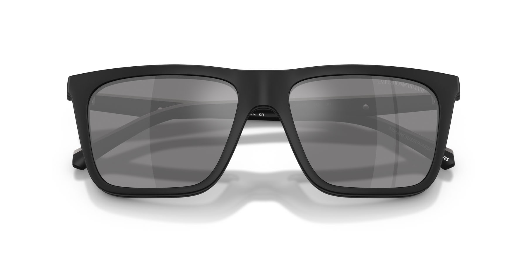 Occhiali da sole Emporio Armani EA 4258 (50011W) colore nero opaco forma quadrato lenti trasparente