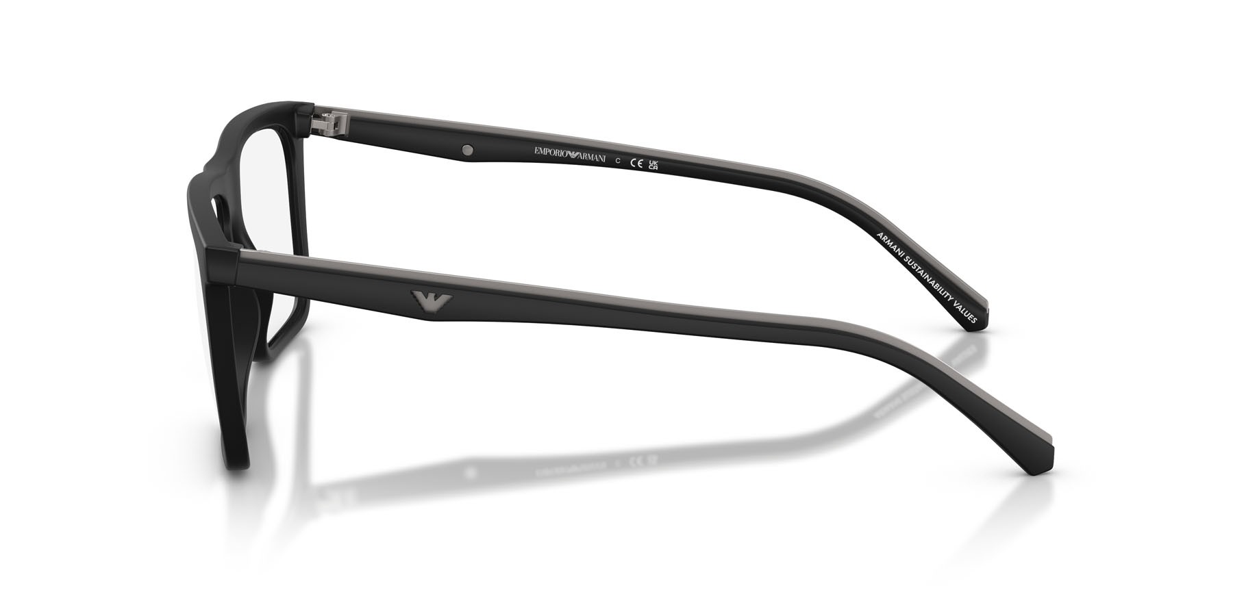 Occhiali da sole Emporio Armani EA 4258 (50011W) colore nero opaco forma quadrato lenti trasparente