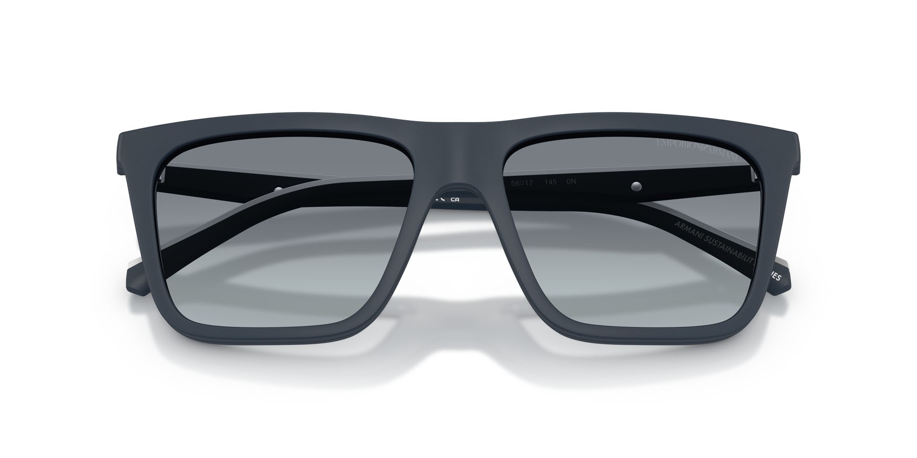 Occhiali da sole Emporio Armani EA 4258 (50881W) colore blu opaco forma quadrato lenti trasparente