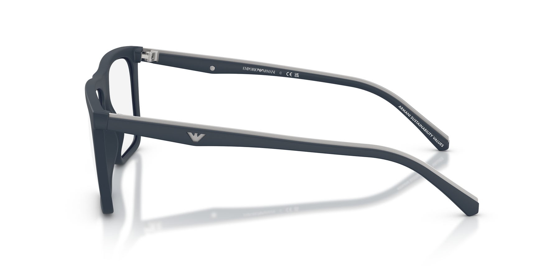 Occhiali da sole Emporio Armani EA 4258 (50881W) colore blu opaco forma quadrato lenti trasparente