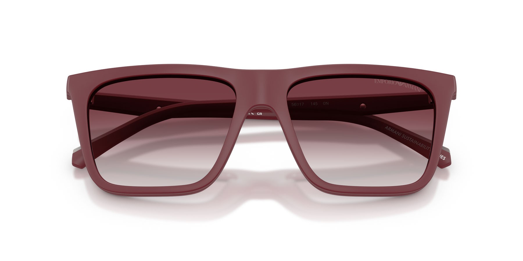 Occhiali da sole Emporio Armani EA 4258 (52611W) colore bordeaux opaco forma quadrato lenti trasparente