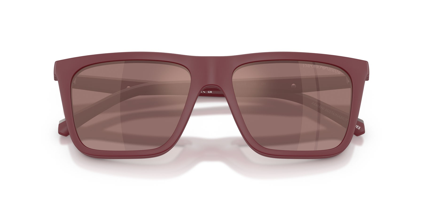 Occhiali da sole Emporio Armani EA 4258 (52611W) colore bordeaux opaco forma quadrato lenti trasparente