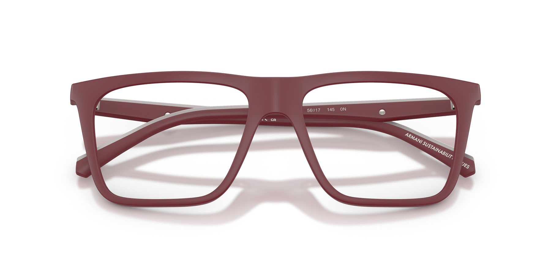 Occhiali da sole Emporio Armani EA 4258 (52611W) colore bordeaux opaco forma quadrato lenti trasparente