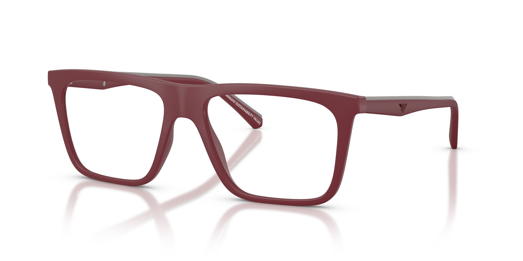 Occhiali da sole Emporio Armani EA 4258 (52611W) colore bordeaux opaco forma quadrato lenti trasparente