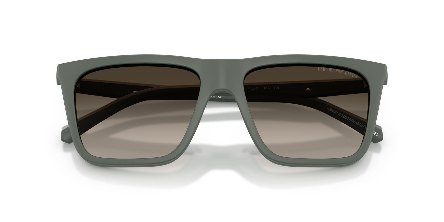 Occhiali da sole Emporio Armani EA 4258 (63121W) colore verde opaco forma quadrato lenti trasparente