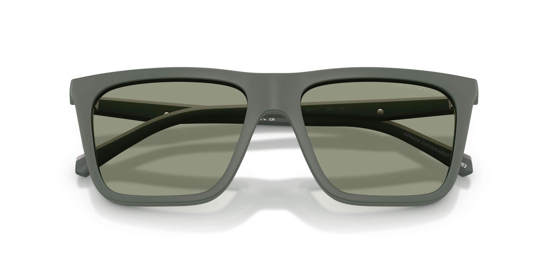 Occhiali da sole Emporio Armani EA 4258 (63121W) colore verde opaco forma quadrato lenti trasparente