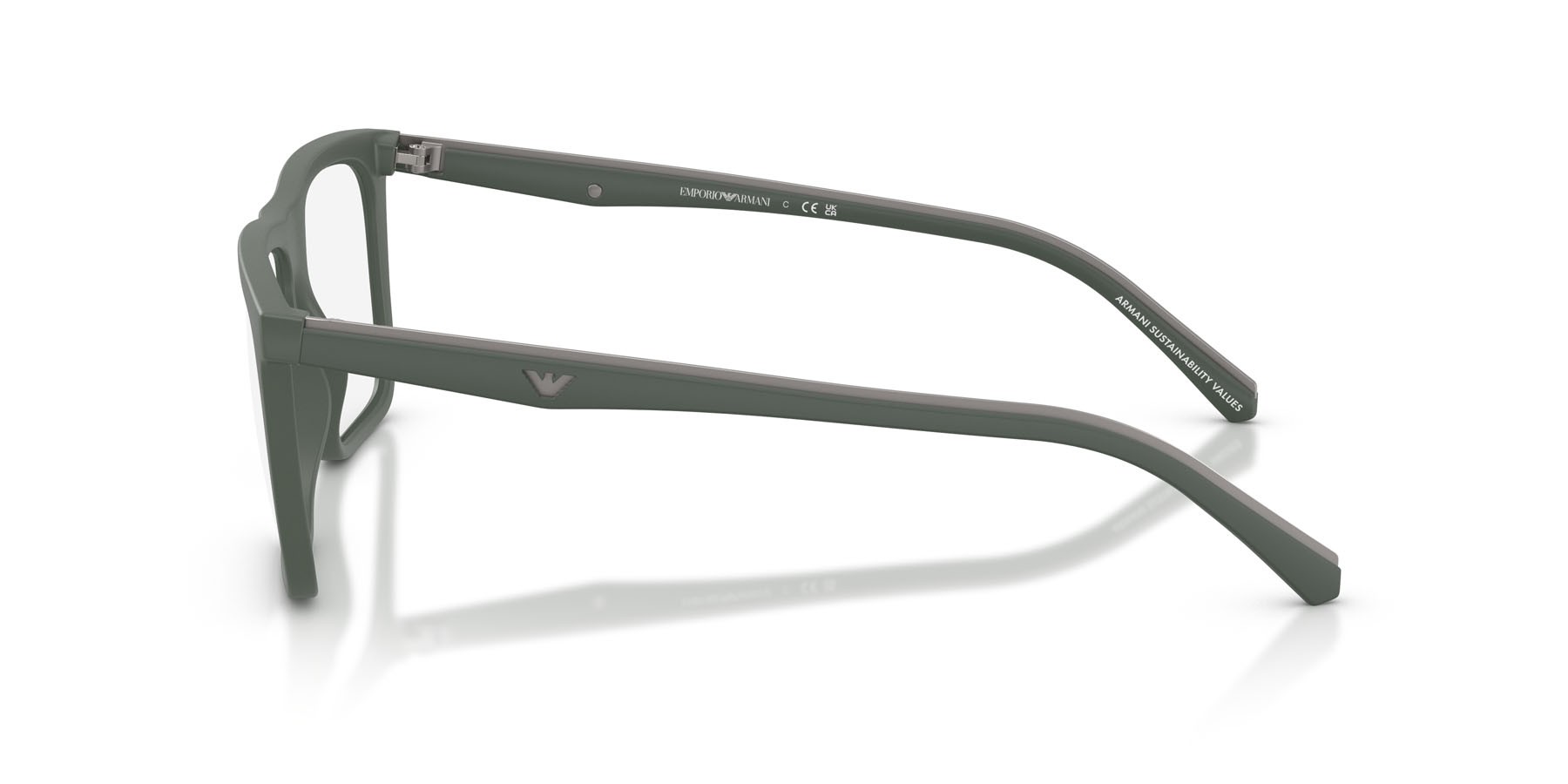 Occhiali da sole Emporio Armani EA 4258 (63121W) colore verde opaco forma quadrato lenti trasparente