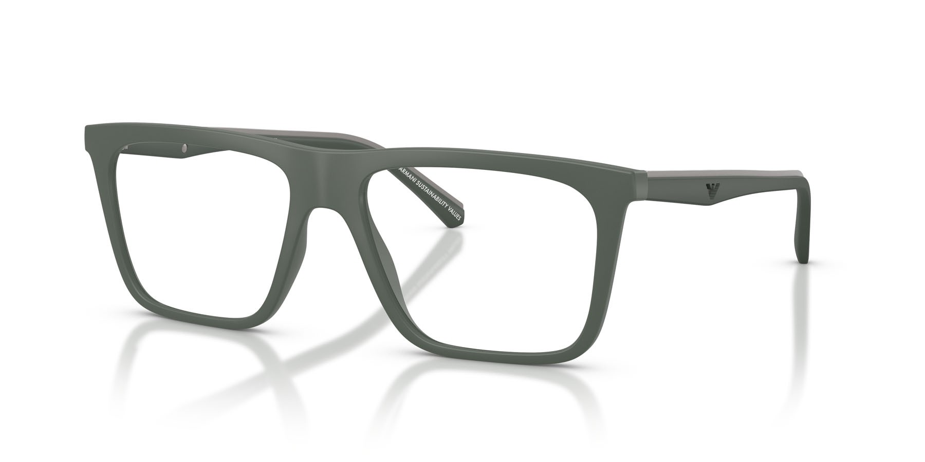 Occhiali da sole Emporio Armani EA 4258 (63121W) colore verde opaco forma quadrato lenti trasparente
