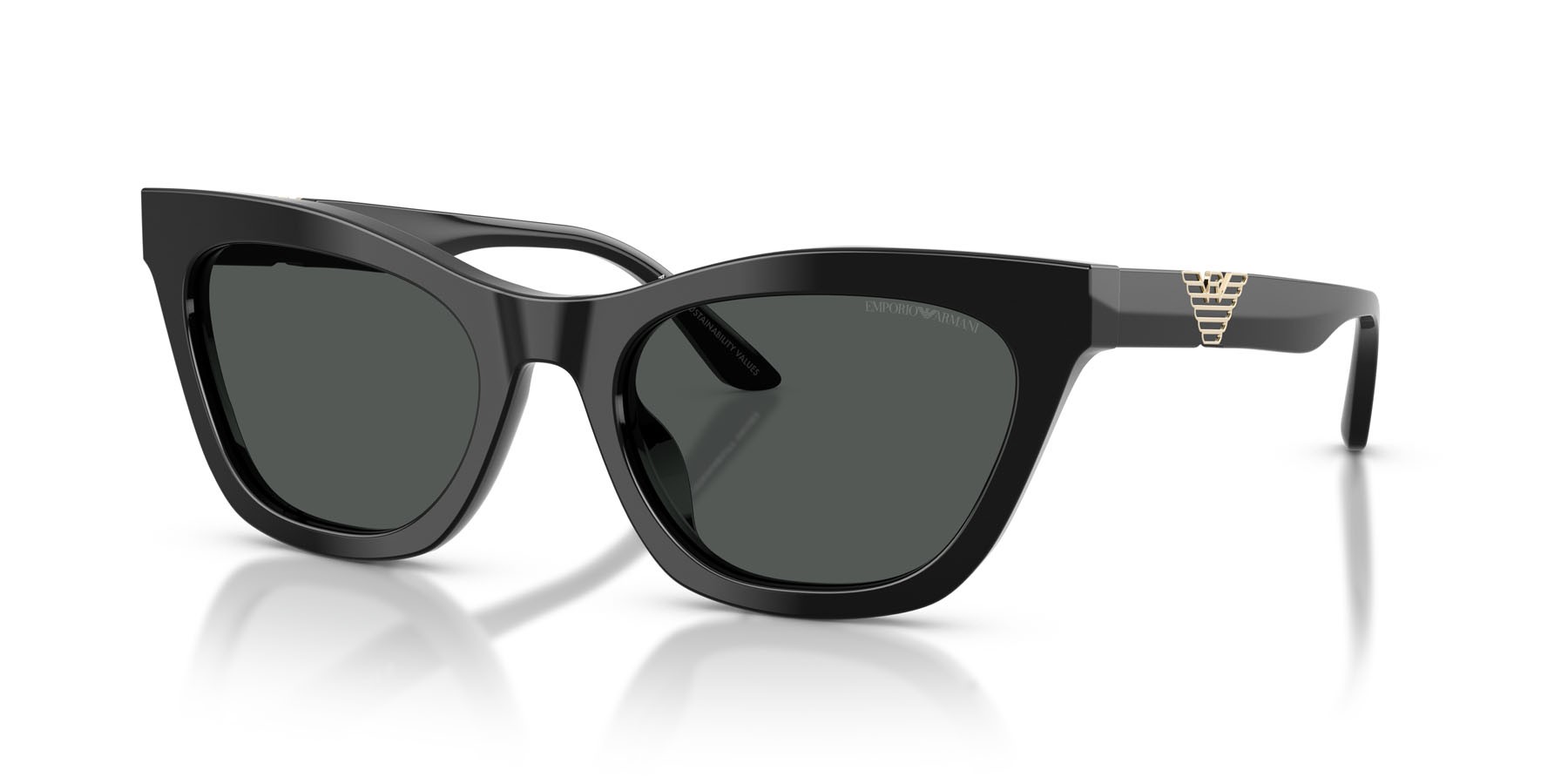 Sunglasses Emporio Armani EA 4259U (501787) color nero lucido shape cat eye lenses grigio scuro
