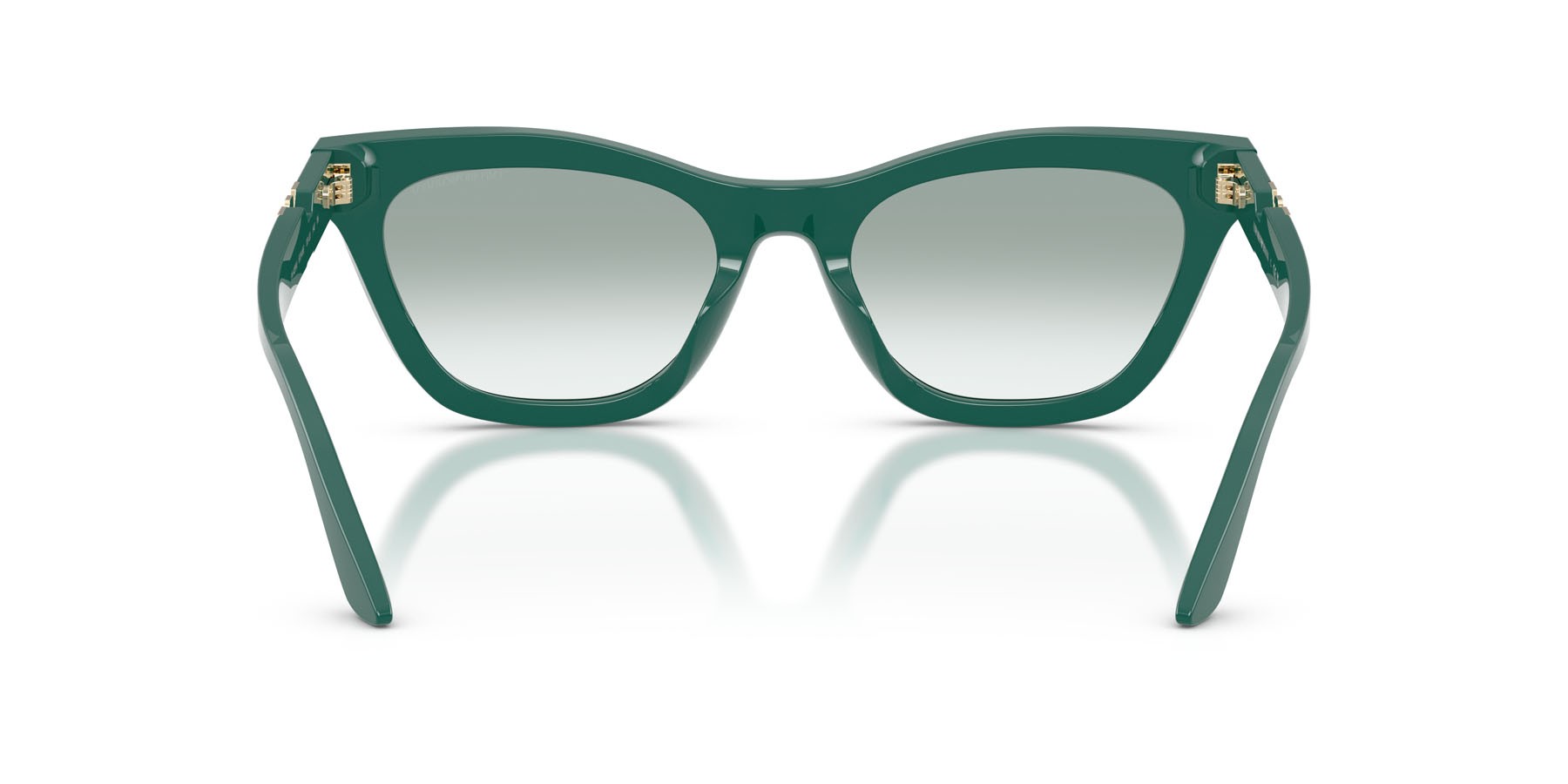 Sunglasses Emporio Armani EA 4259U (63248E) color verde lucido shape cat eye lenses trasparente sfumato verde