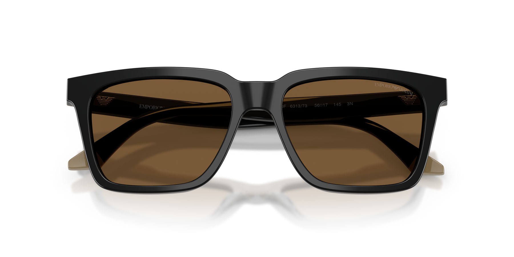 Occhiali da sole Emporio Armani EA 4260 (631373) colore nero/beige forma quadrato lenti marrone