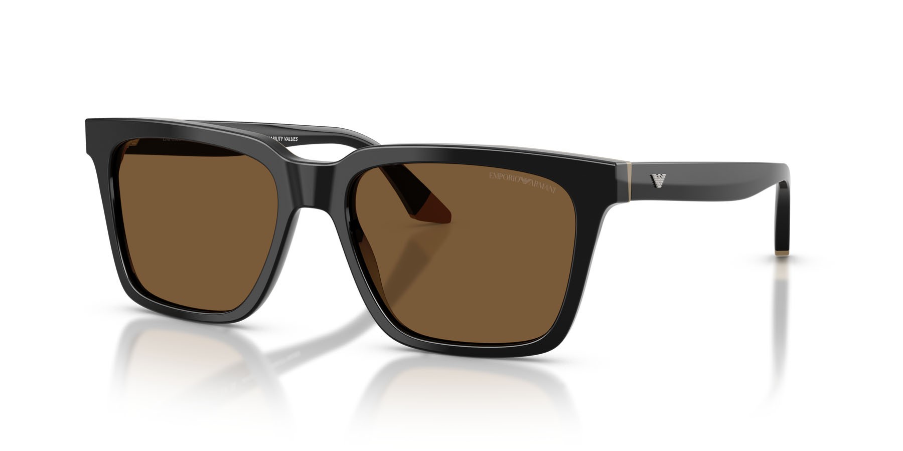 Occhiali da sole Emporio Armani EA 4260 (631373) colore nero/beige forma quadrato lenti marrone