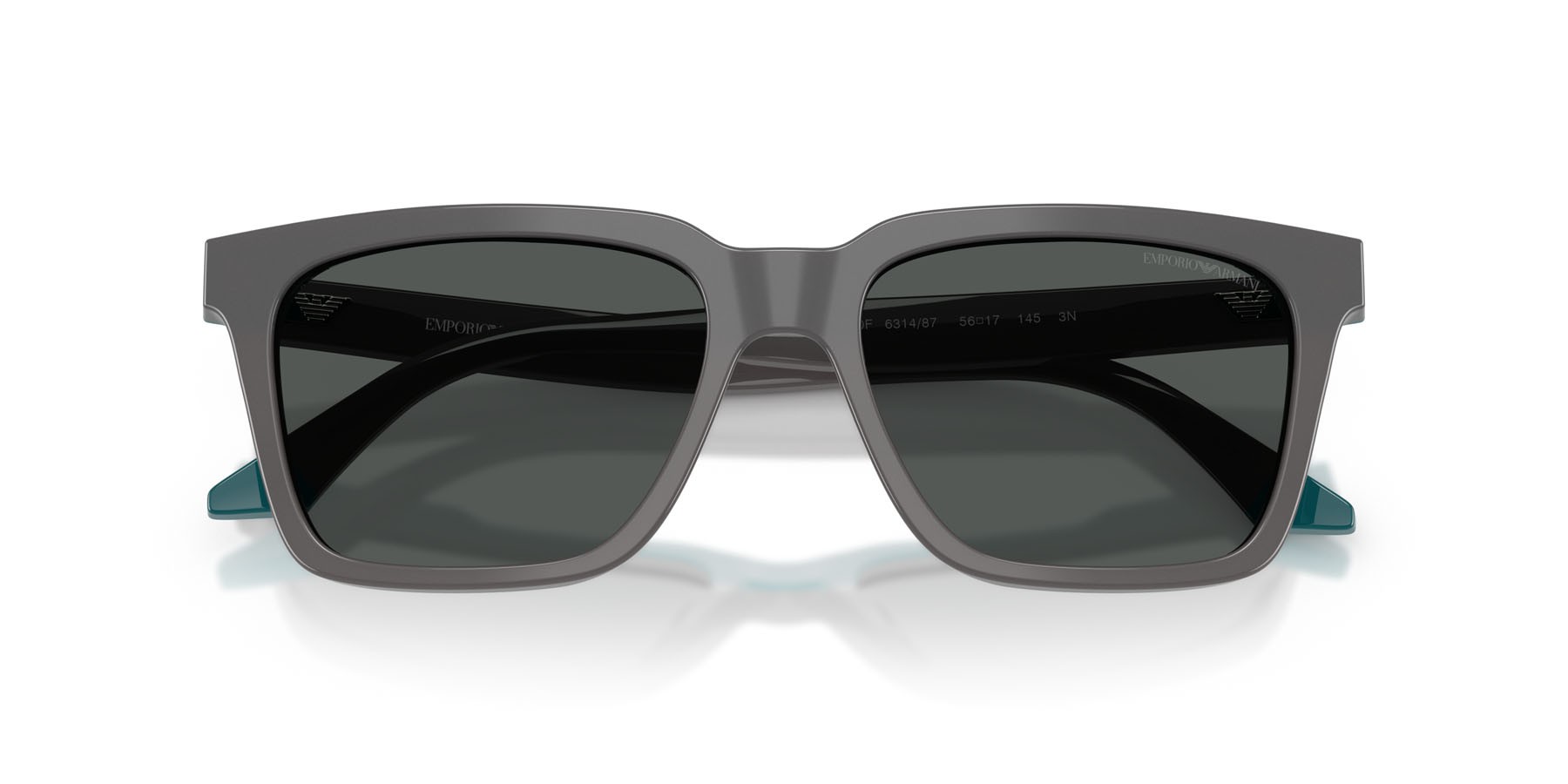 Occhiali da sole Emporio Armani EA 4260 (631487) colore grigio opalino/blu forma quadrato lenti grigio scuro
