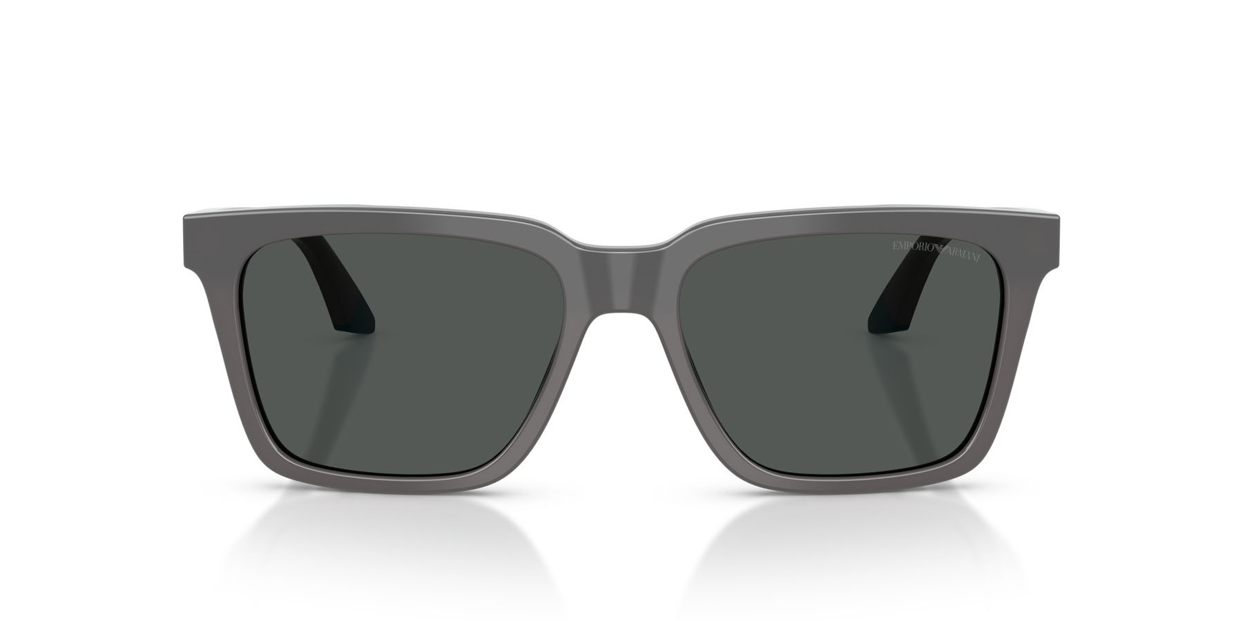 Occhiali da sole Emporio Armani EA 4260 (631487) colore grigio opalino/blu forma quadrato lenti grigio scuro