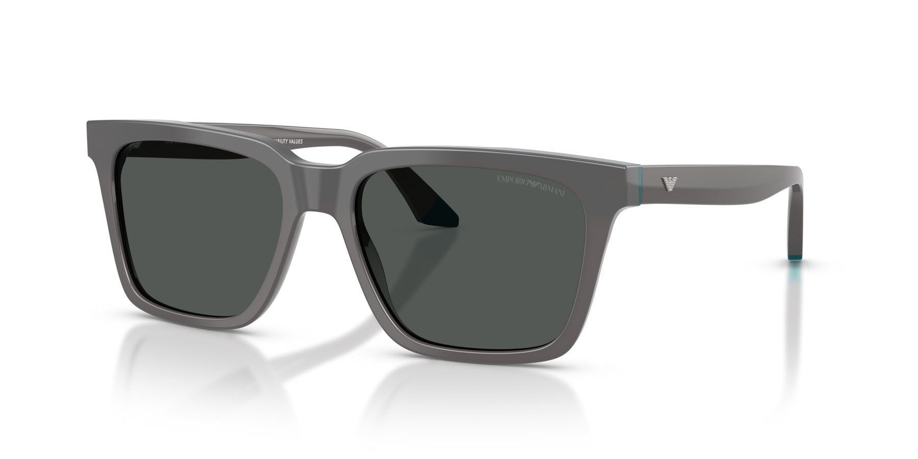 Occhiali da sole Emporio Armani EA 4260 (631487) colore grigio opalino/blu forma quadrato lenti grigio scuro