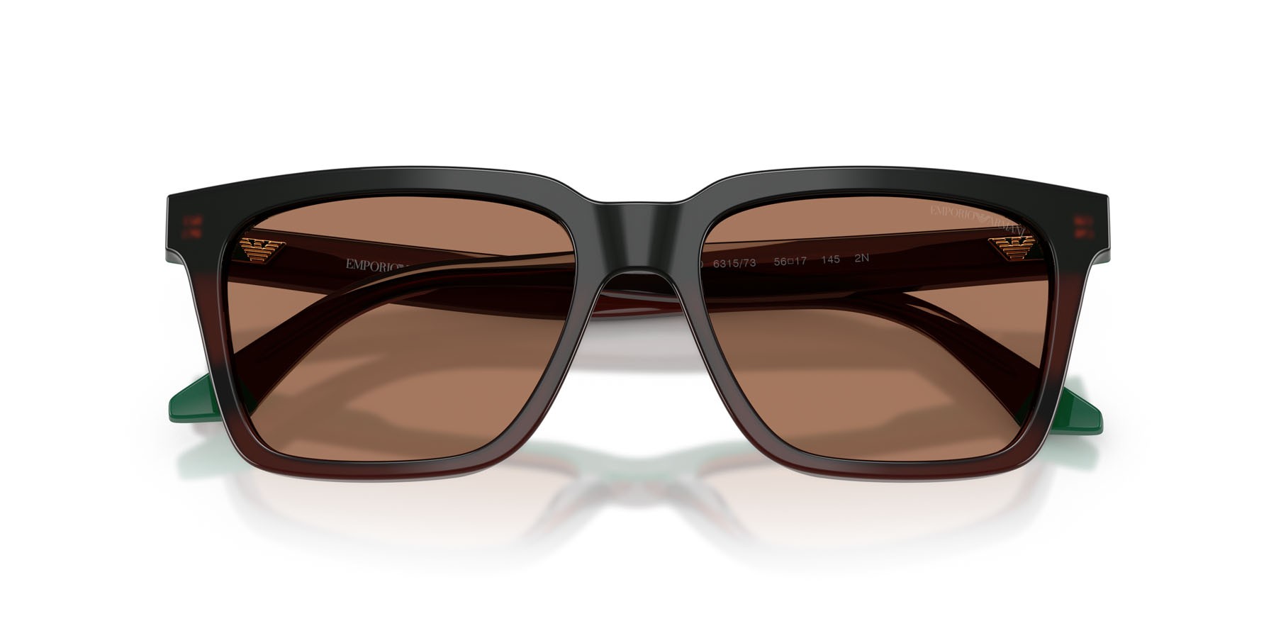 Occhiali da sole Emporio Armani EA 4260 (631573) colore marrone opalino/verde forma quadrato lenti marrone