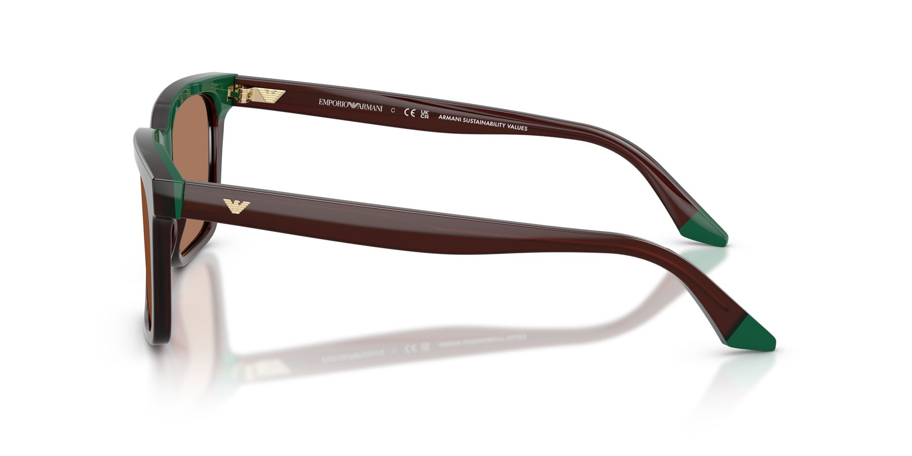 Occhiali da sole Emporio Armani EA 4260 (631573) colore marrone opalino/verde forma quadrato lenti marrone