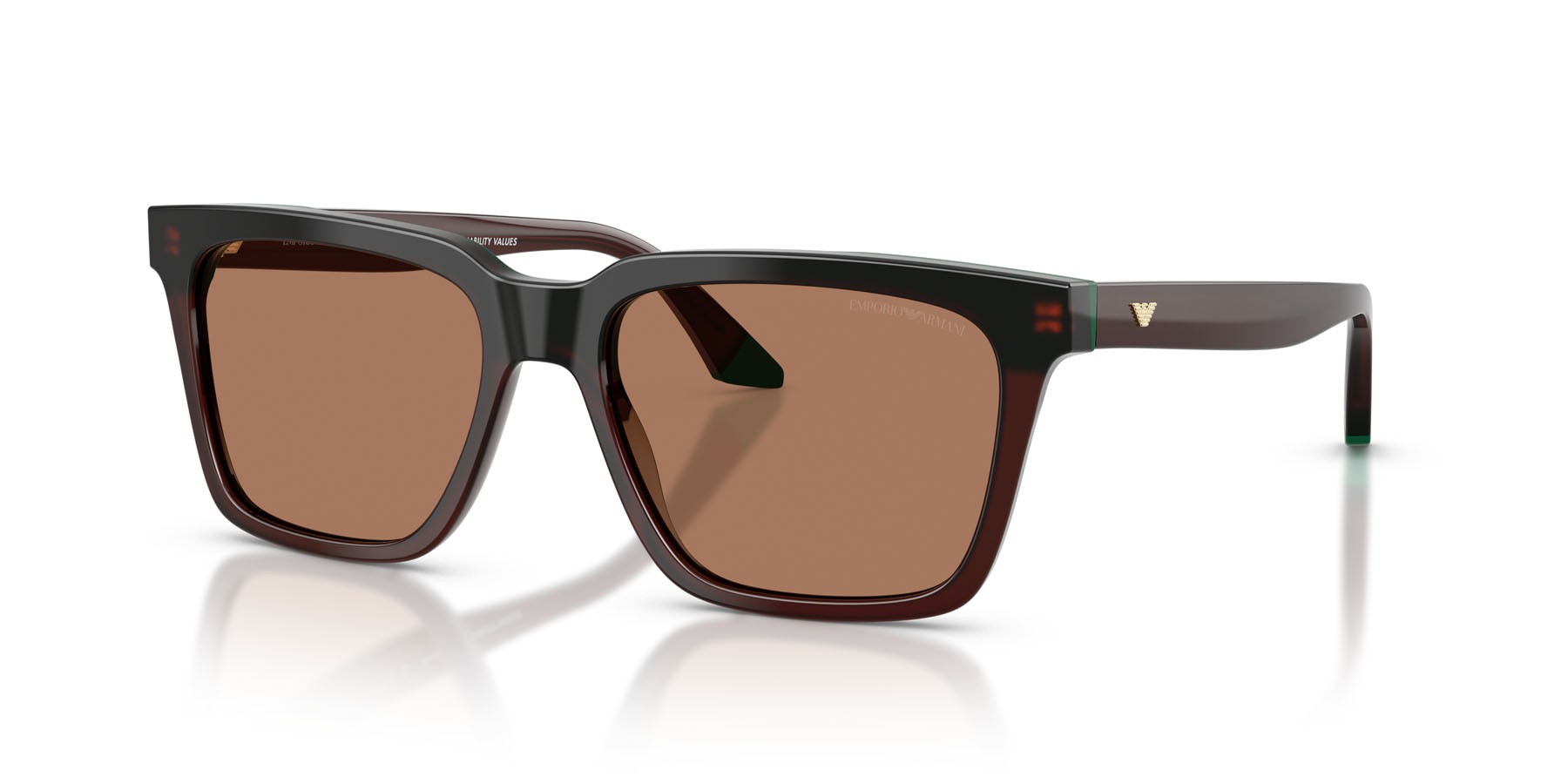 Occhiali da sole Emporio Armani EA 4260 (631573) colore marrone opalino/verde forma quadrato lenti marrone