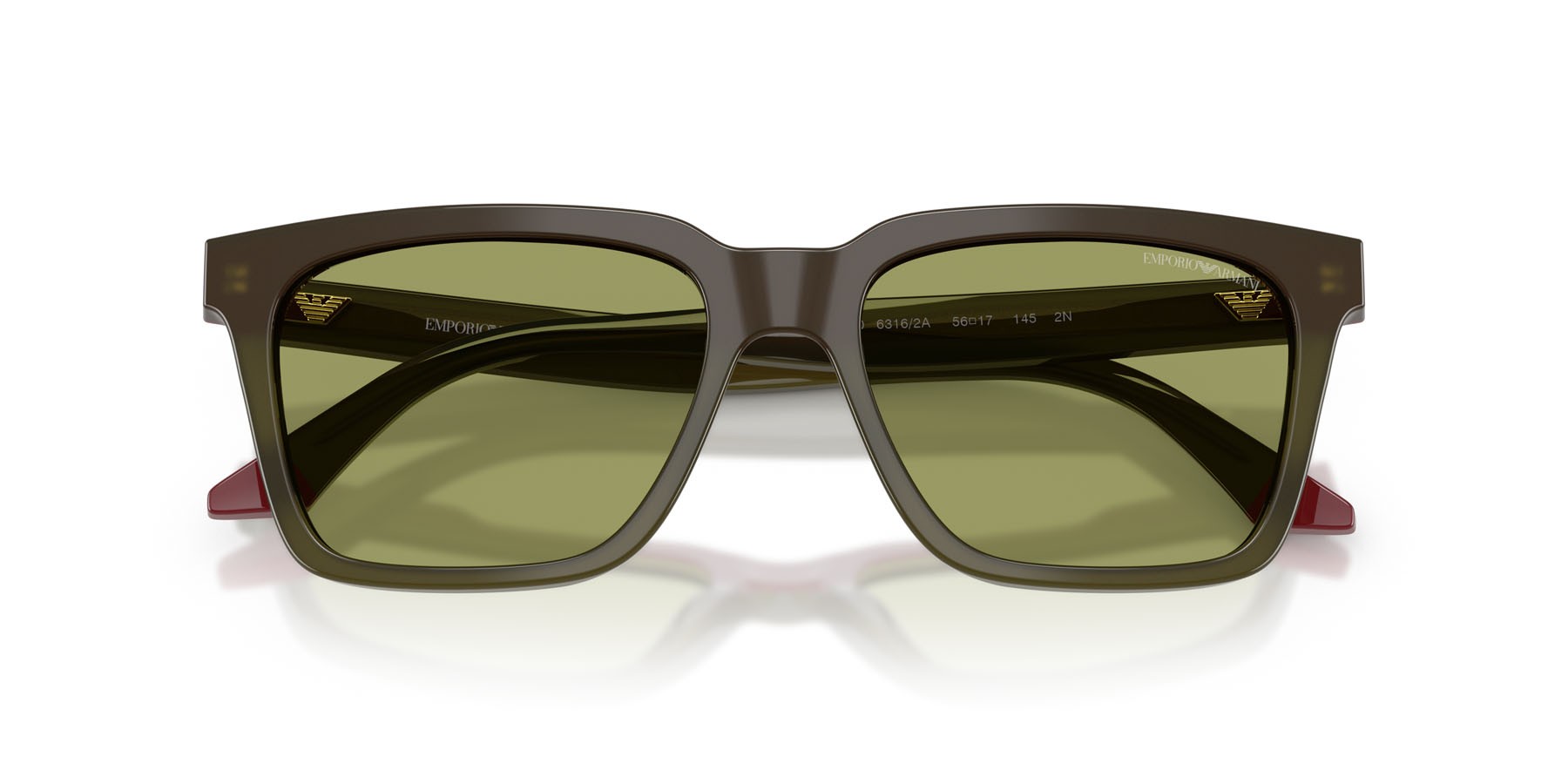 Occhiali da sole Emporio Armani EA 4260 (63162A) colore verde opalino/bordeaux forma quadrato lenti verde