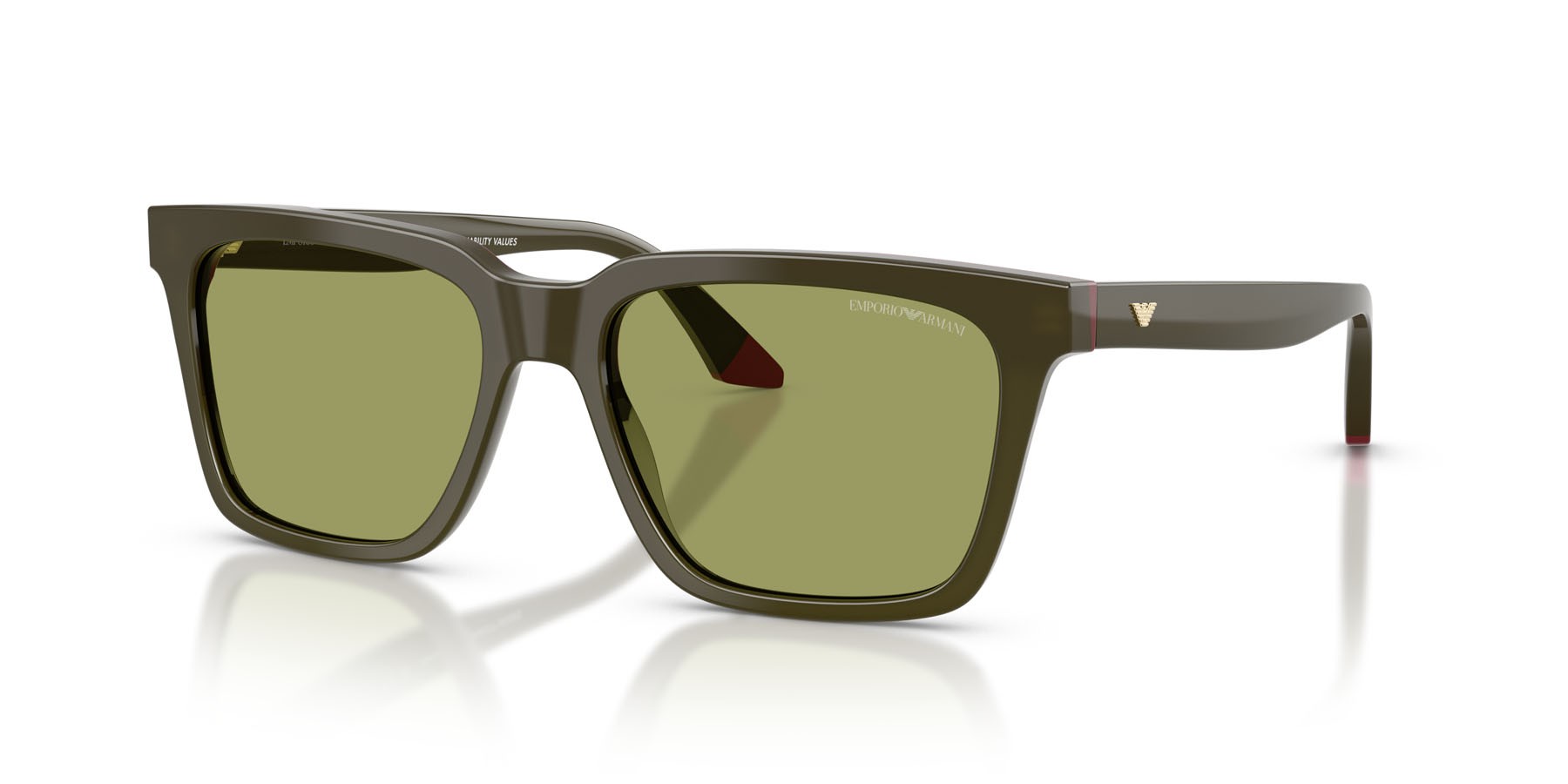 Occhiali da sole Emporio Armani EA 4260 (63162A) colore verde opalino/bordeaux forma quadrato lenti verde