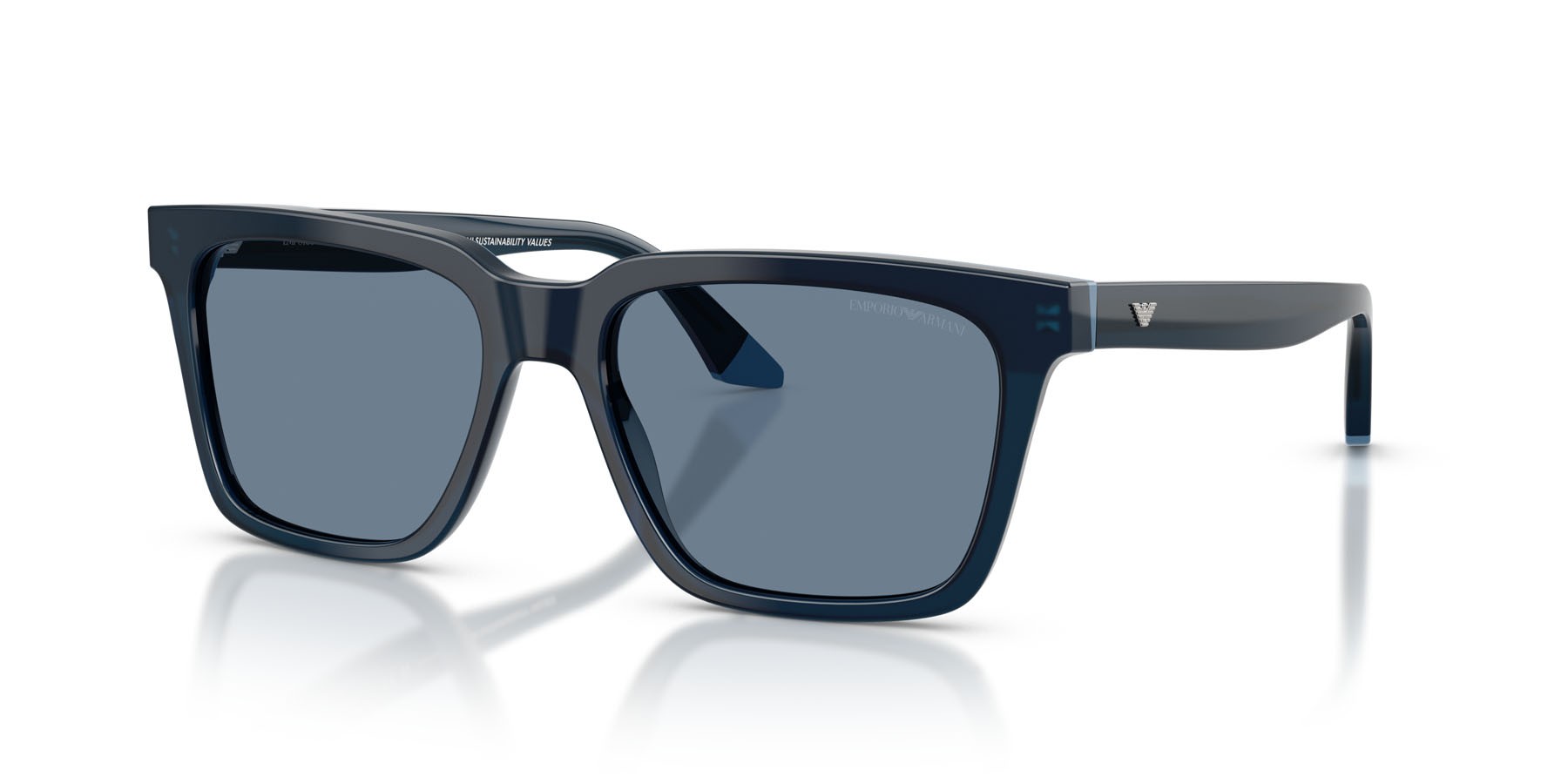 Occhiali da sole Emporio Armani EA 4260 (63172V) colore blu opalino forma quadrato lenti blu polarizzata