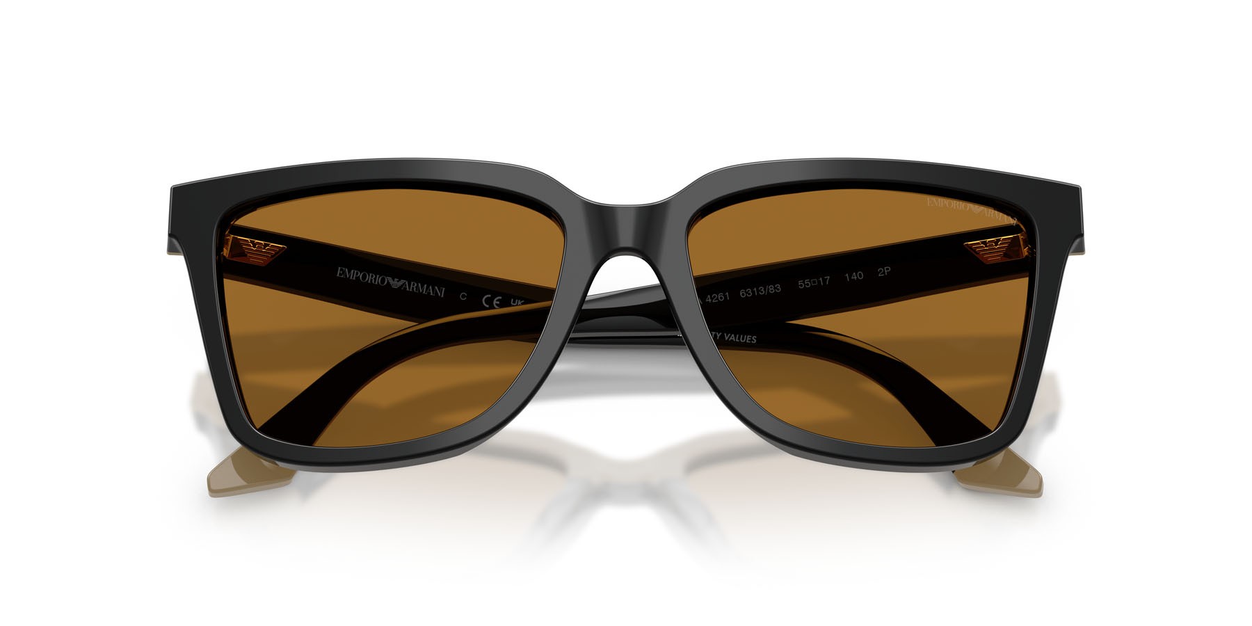 Sunglasses Emporio Armani EA 4261 (631383) color nero/beige shape irregular lenses polar marrone