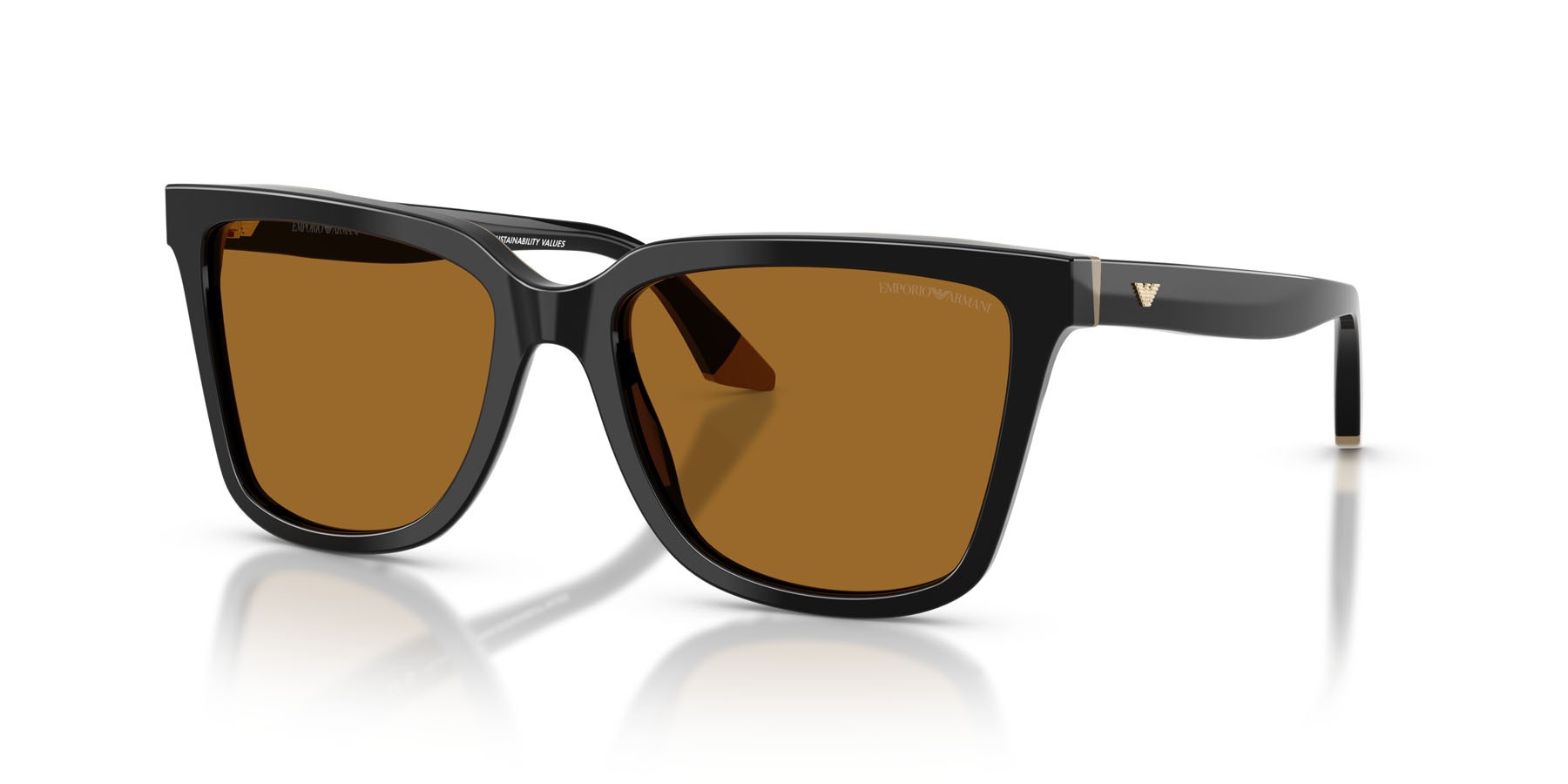 Sunglasses Emporio Armani EA 4261 (631383) color nero/beige shape irregular lenses polar marrone