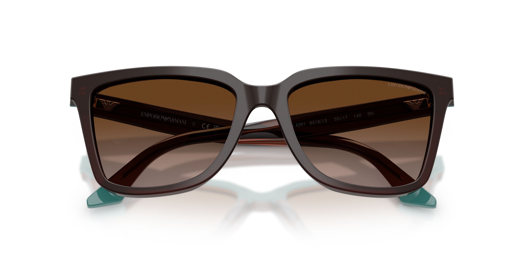 Sunglasses Emporio Armani EA 4261 (631813) color transparent brown/teal shape irregular lenses marrone sfumato