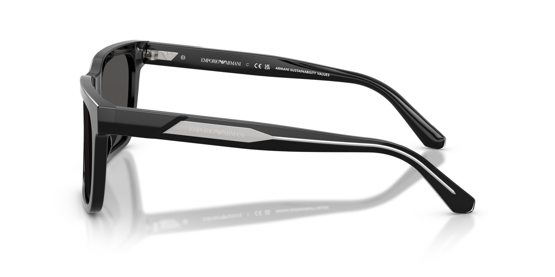 Occhiali da sole Emporio Armani EA 4262U (501787) colore nero lucido forma quadrato lenti grigio scuro