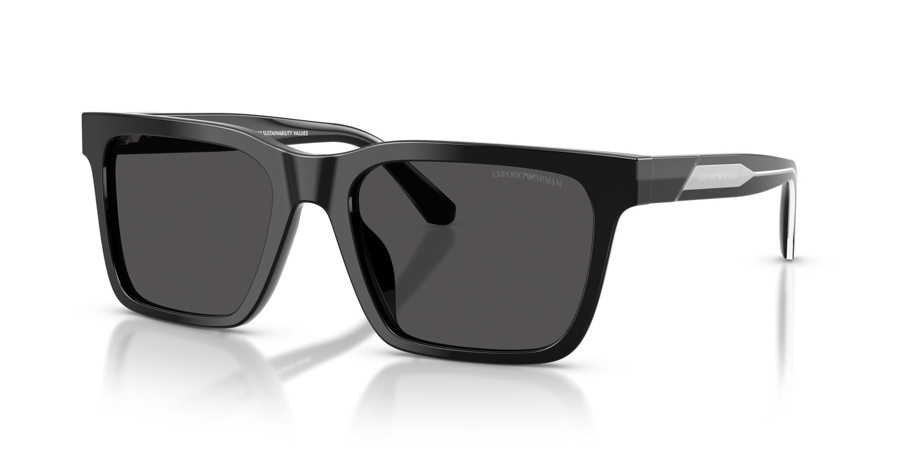 Occhiali da sole Emporio Armani EA 4262U (501787) colore nero lucido forma quadrato lenti grigio scuro