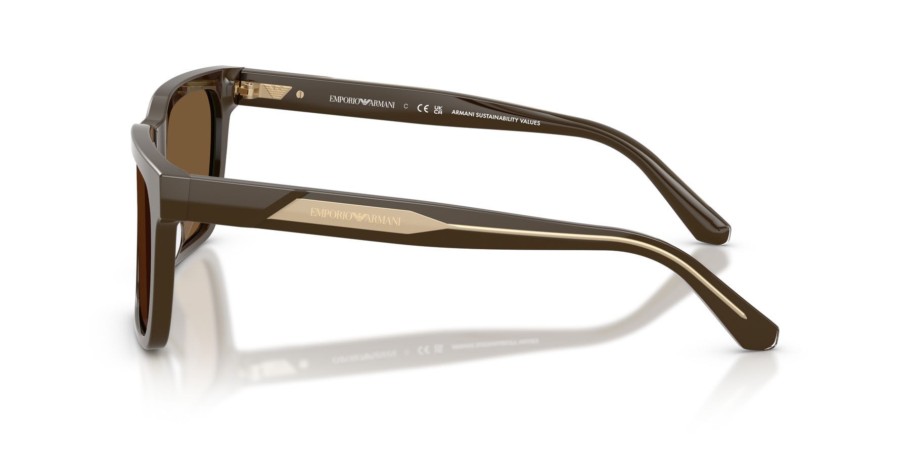Occhiali da sole Emporio Armani EA 4262U (630773) colore marrone lucido forma quadrato lenti marrone