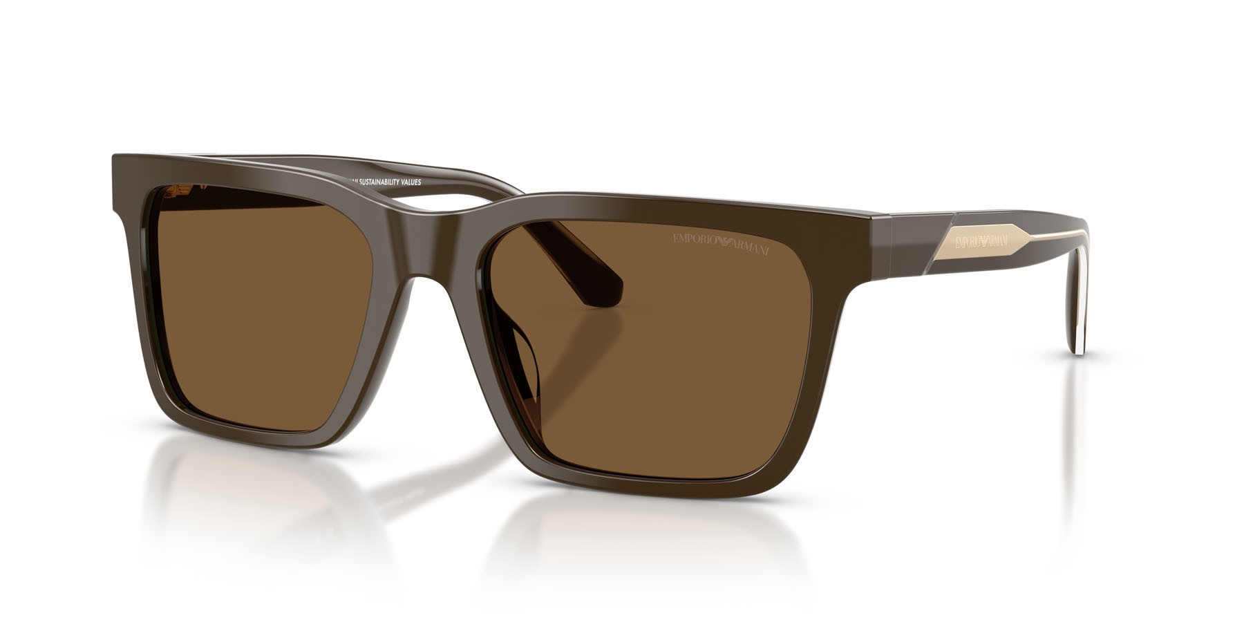 Occhiali da sole Emporio Armani EA 4262U (630773) colore marrone lucido forma quadrato lenti marrone