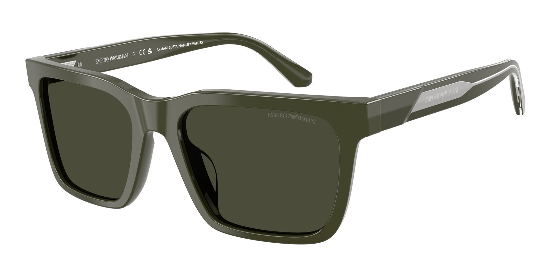Occhiali da sole Emporio Armani EA 4262U (632182) colore verde lucido forma quadrato lenti verde