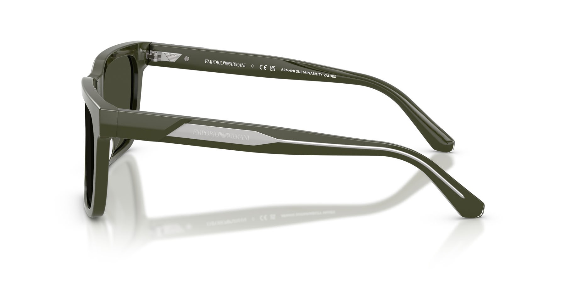 Occhiali da sole Emporio Armani EA 4262U (632182) colore verde lucido forma quadrato lenti verde
