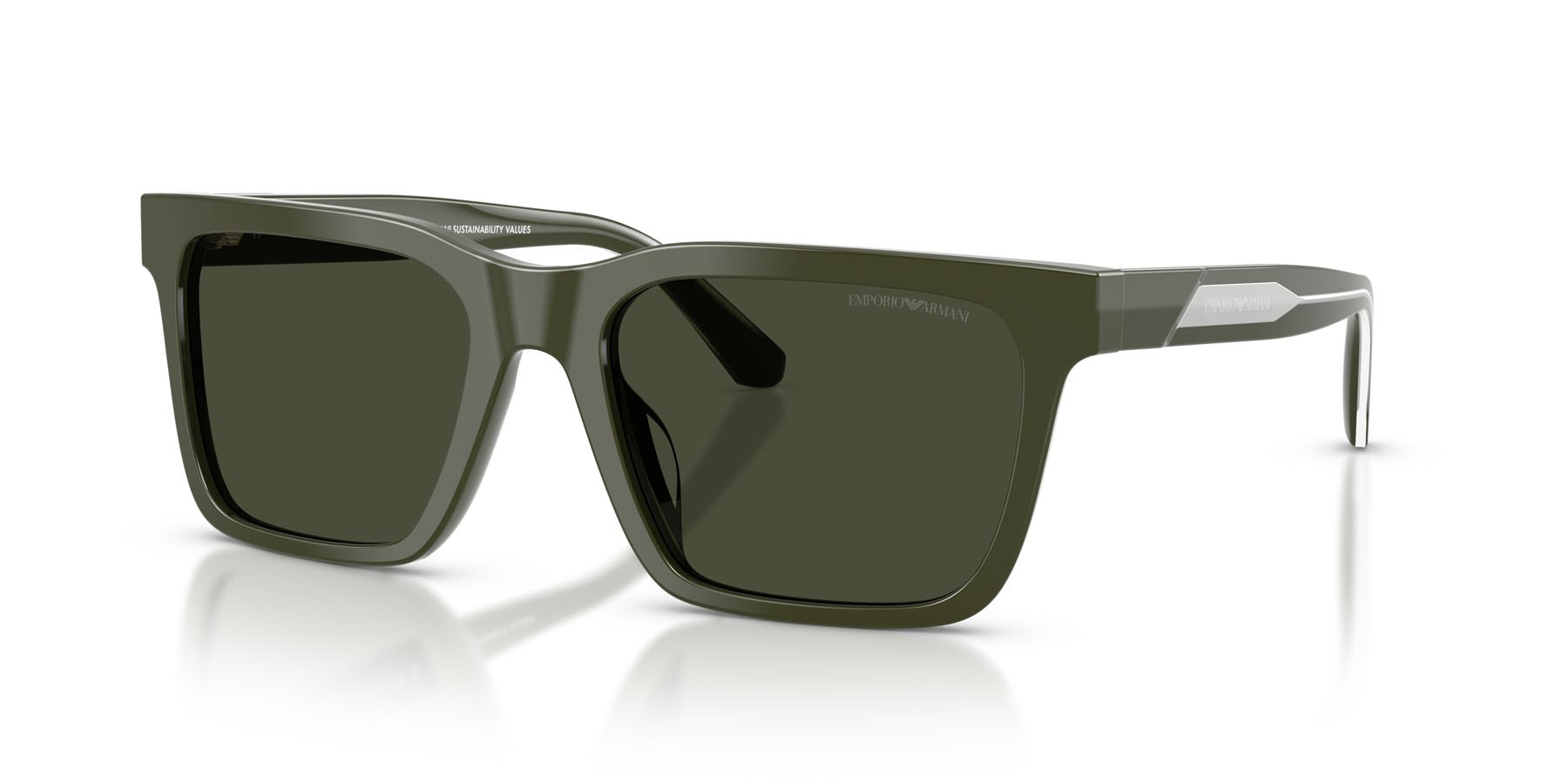 Occhiali da sole Emporio Armani EA 4262U (632182) colore verde lucido forma quadrato lenti verde