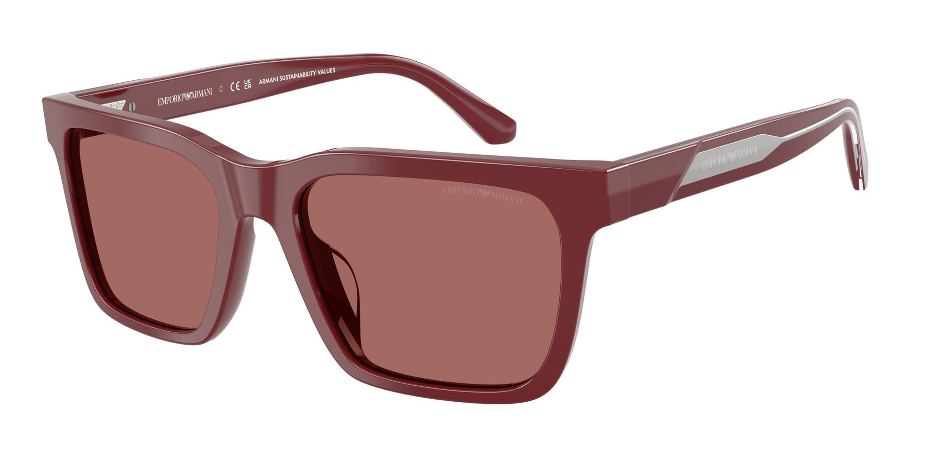 Sunglasses Emporio Armani EA 4262U (632269) color bordeaux lucido shape square lenses violetto scuro