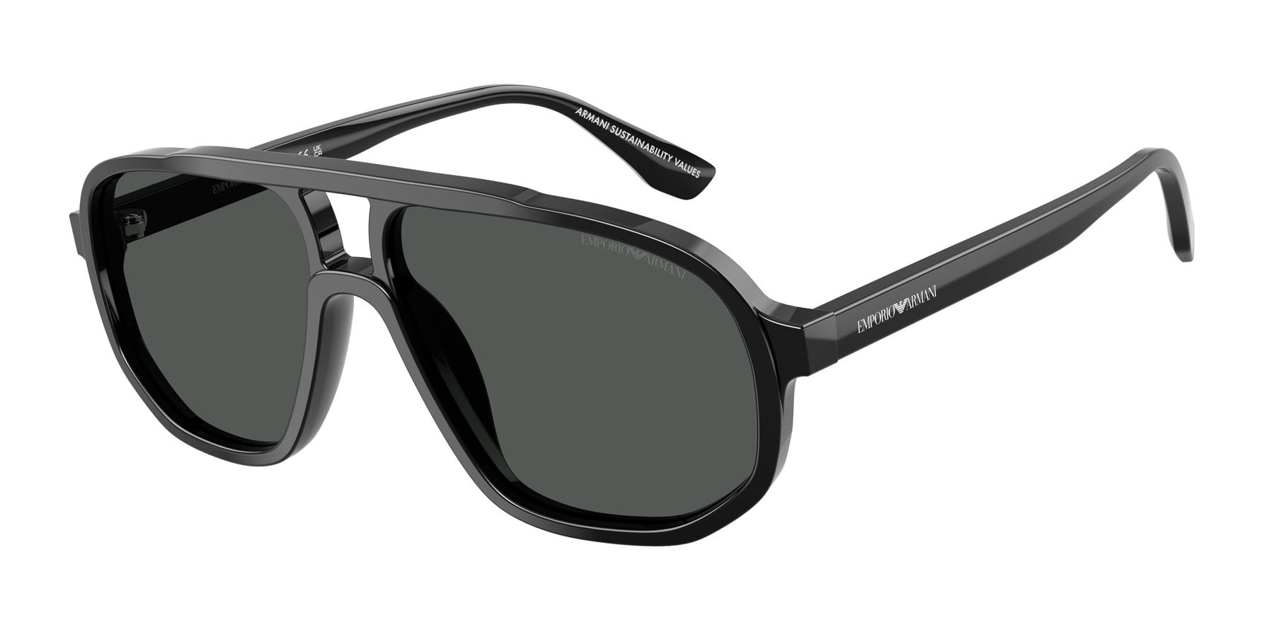 Occhiali da sole Emporio Armani EA 4263U (501787) colore nero lucido forma aviator lenti grigio scuro