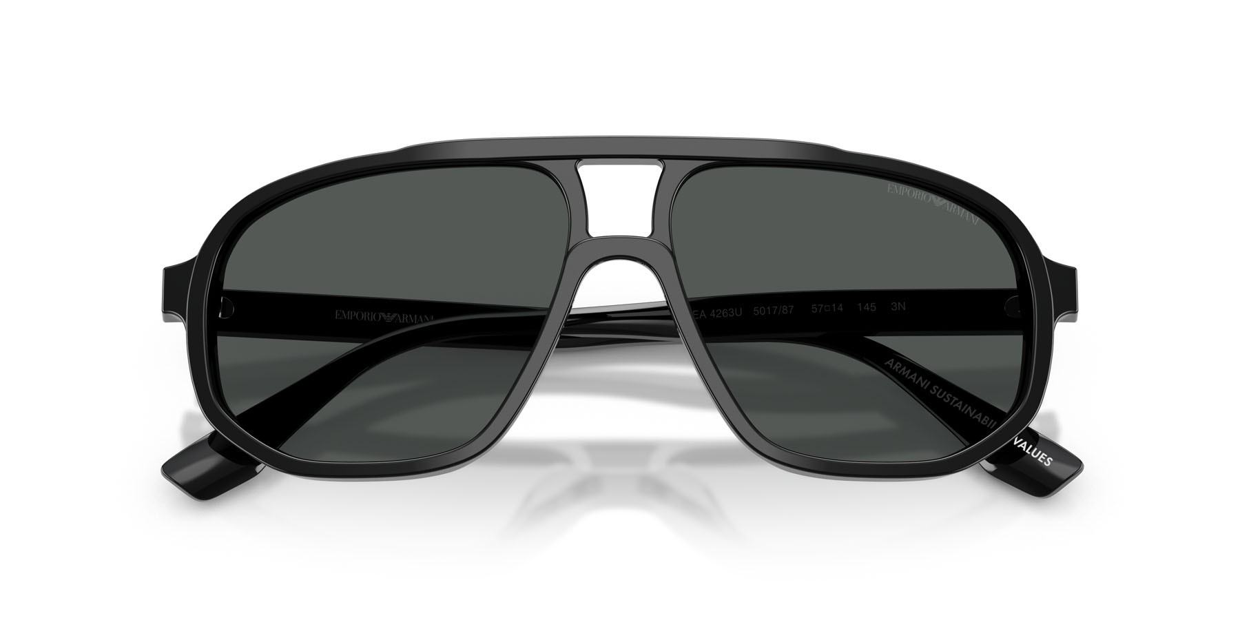 Occhiali da sole Emporio Armani EA 4263U (501787) colore nero lucido forma aviator lenti grigio scuro