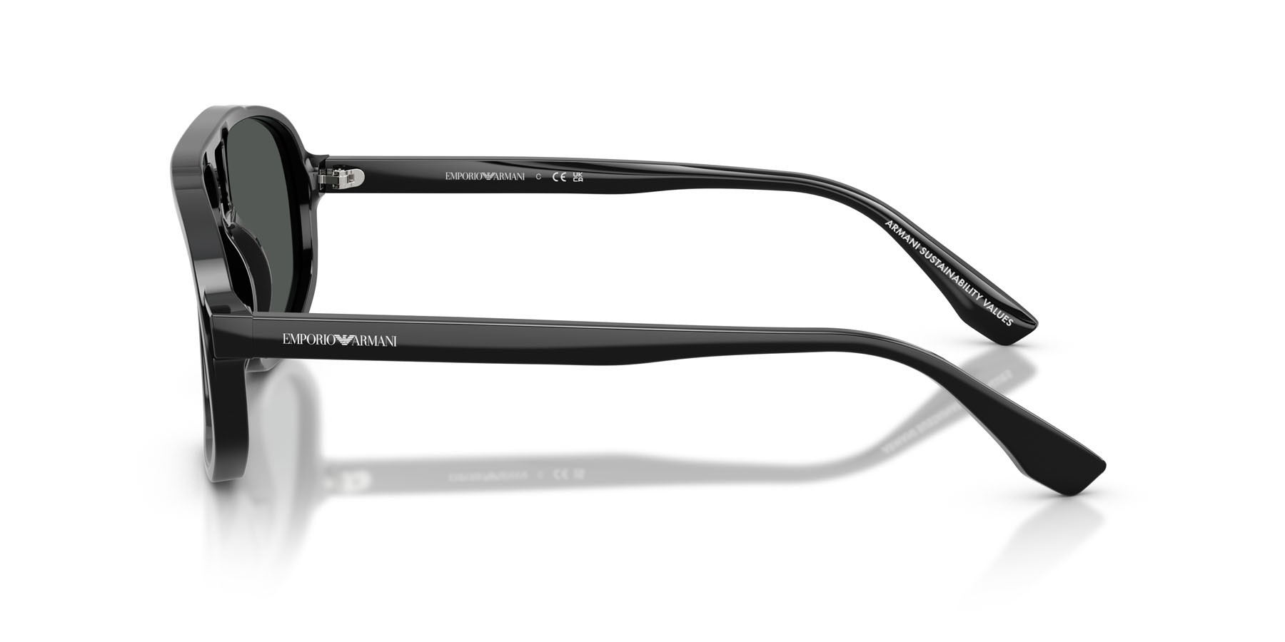 Occhiali da sole Emporio Armani EA 4263U (501787) colore nero lucido forma aviator lenti grigio scuro