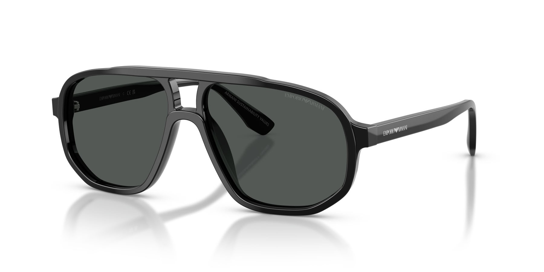 Occhiali da sole Emporio Armani EA 4263U (501787) colore nero lucido forma aviator lenti grigio scuro
