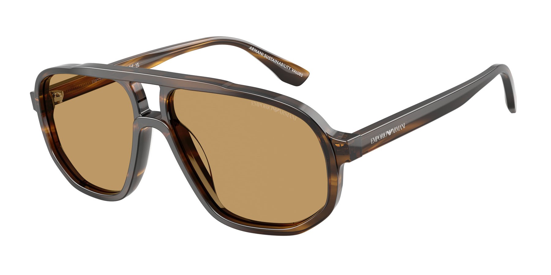 Occhiali da sole Emporio Armani EA 4263U (632673) colore striped dark green forma aviator lenti marrone