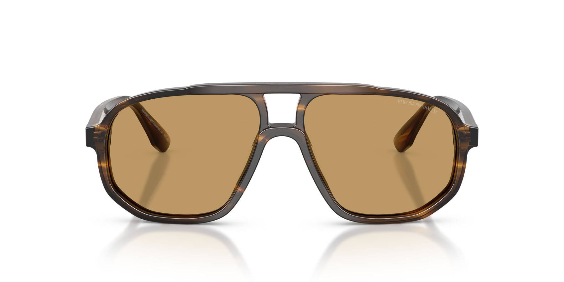Occhiali da sole Emporio Armani EA 4263U (632673) colore striped dark green forma aviator lenti marrone