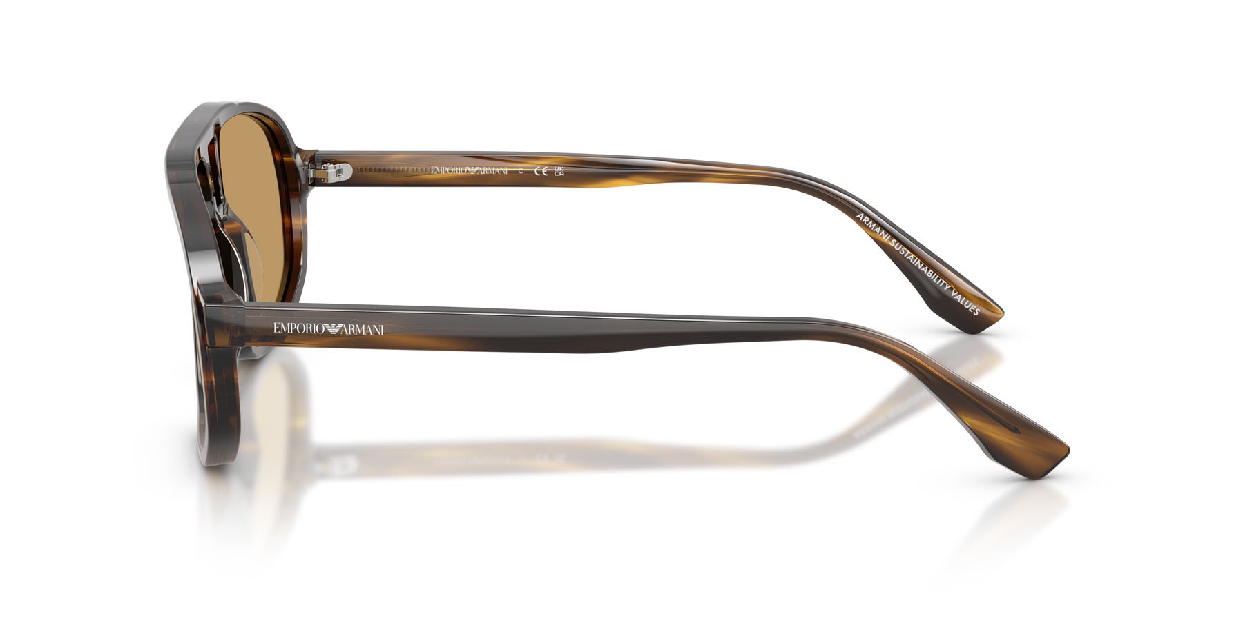 Occhiali da sole Emporio Armani EA 4263U (632673) colore striped dark green forma aviator lenti marrone
