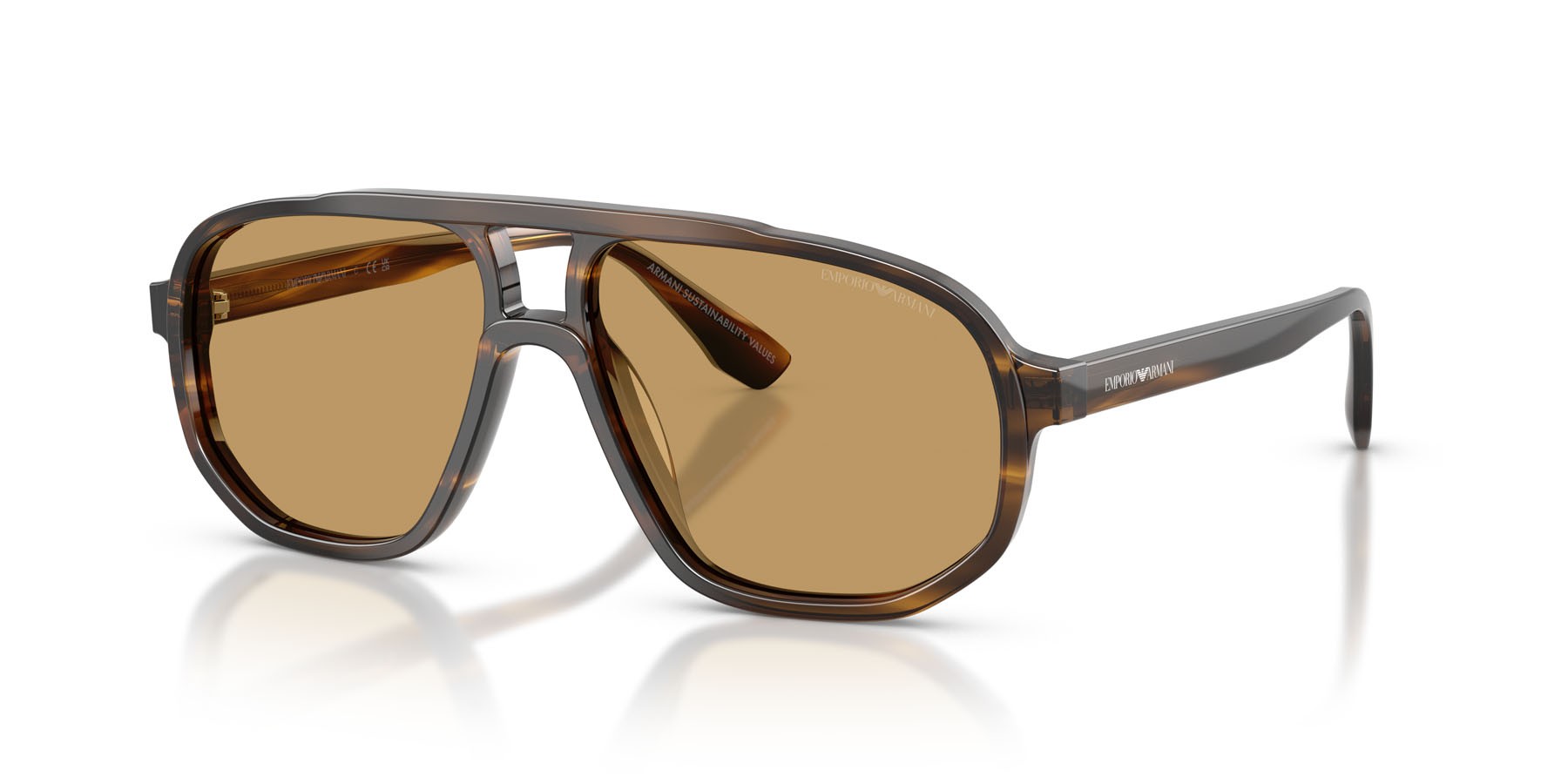 Occhiali da sole Emporio Armani EA 4263U (632673) colore striped dark green forma aviator lenti marrone
