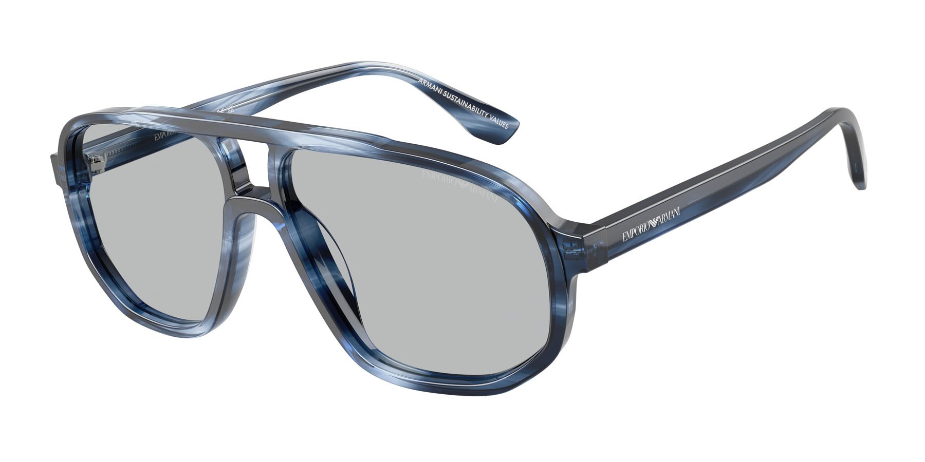 Occhiali da sole Emporio Armani EA 4263U (632787) colore striped dark blue forma aviator lenti grigio chiaro