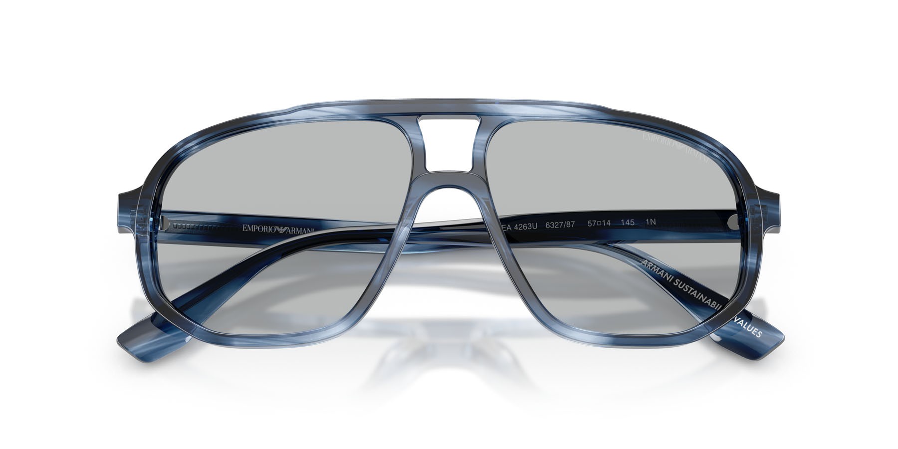 Occhiali da sole Emporio Armani EA 4263U (632787) colore striped dark blue forma aviator lenti grigio chiaro