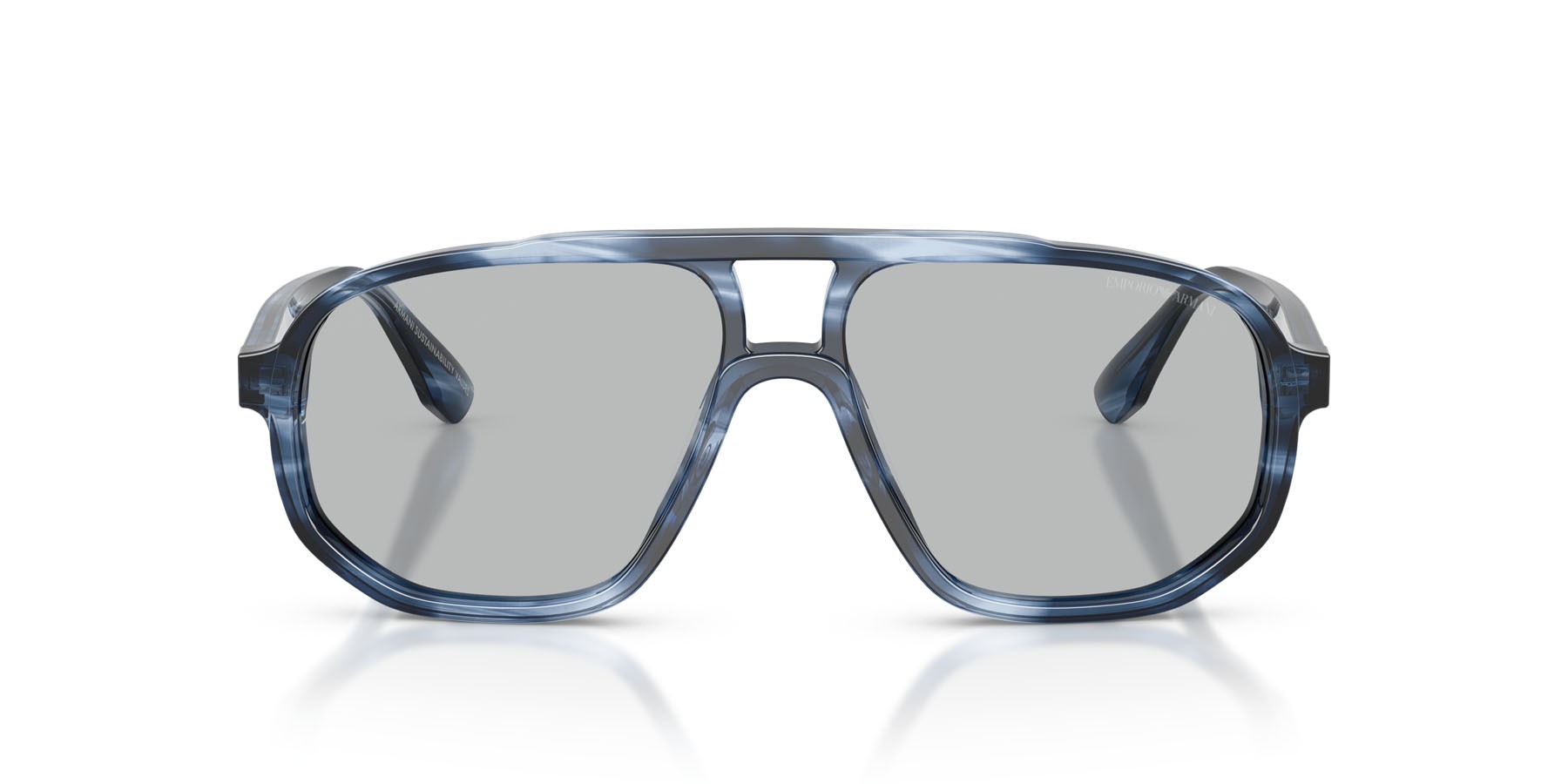 Occhiali da sole Emporio Armani EA 4263U (632787) colore striped dark blue forma aviator lenti grigio chiaro